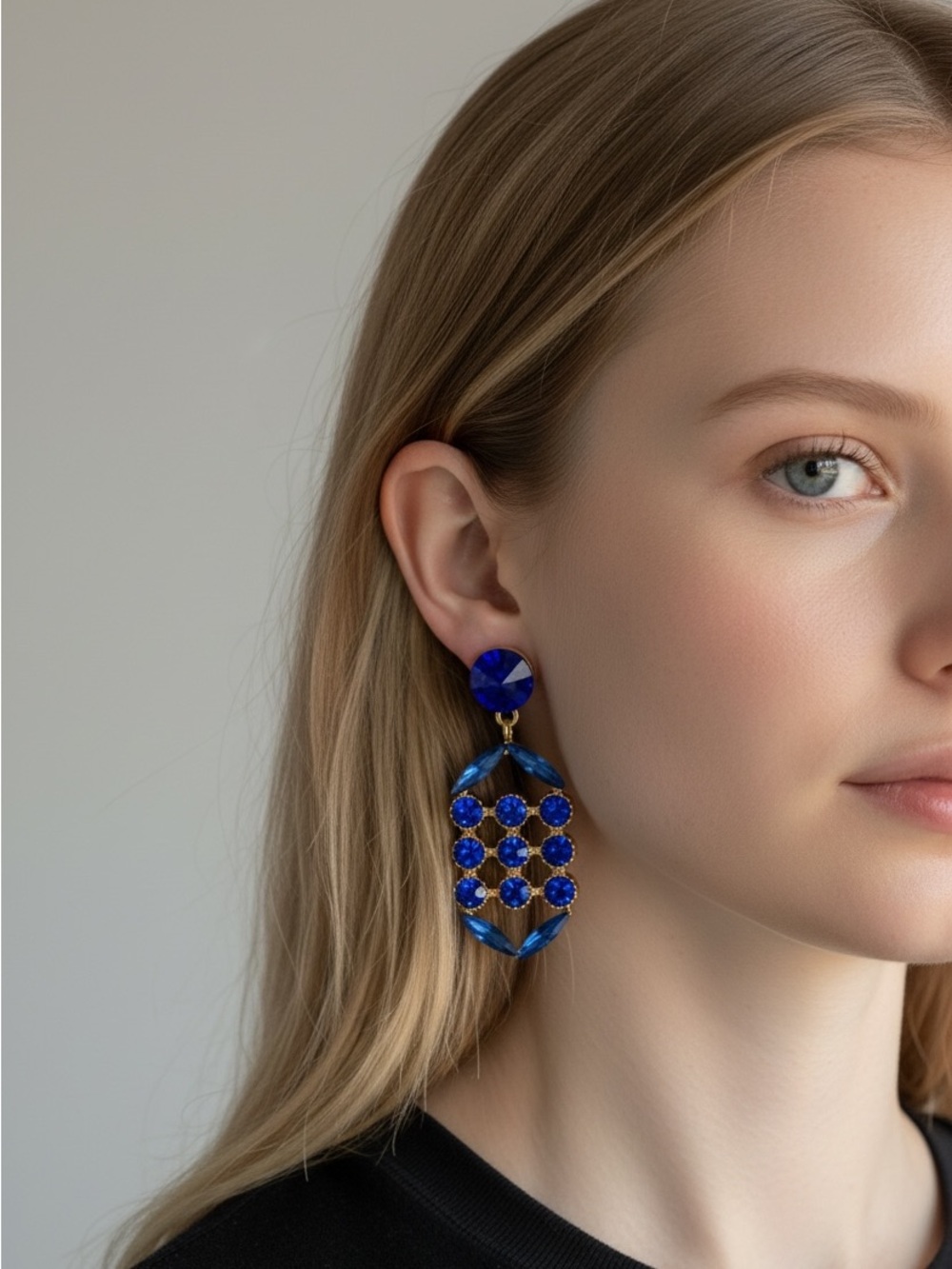 9/17 Elegant Blue Crystal Drop Earrings - Fashion Jewelry